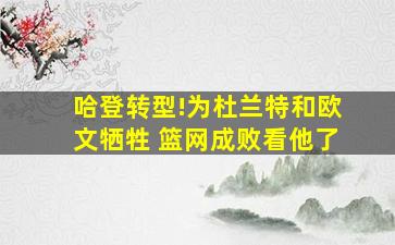 哈登转型!为杜兰特和欧文牺牲 篮网成败看他了